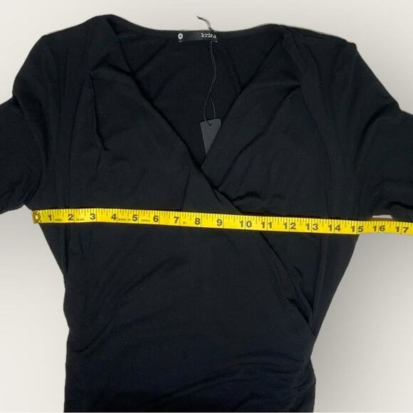 NWT | Krisa | Surplice Long Sleeve Asymmetrical Midi | Black | Medium - Picture 13 of 16